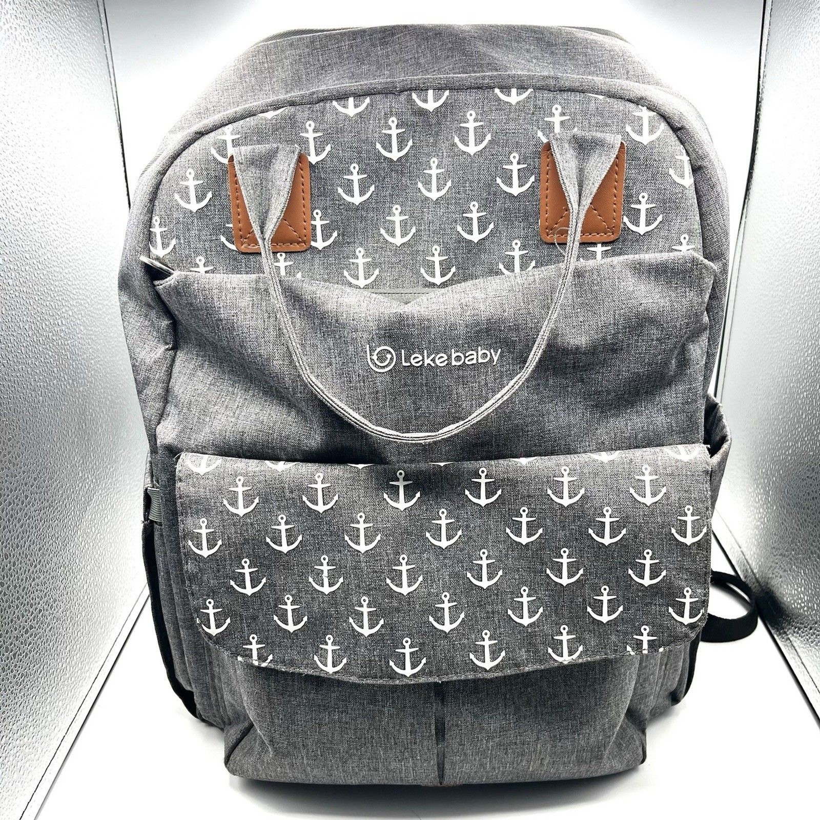 Lekebaby Diaper Bag Backpack for Mom Large Maternity Bag Changing Bags Gray-image