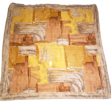 VTG Elaine Gold Scarf Italy Large Square Abstract Tuscan Yellow Earth Tones 45"