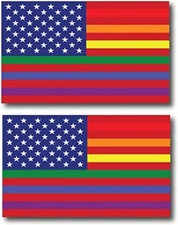 Magnet Me Up Gay Pride LGTBQ Rainbow American Flag 3x5 Inches, Af-2pk 