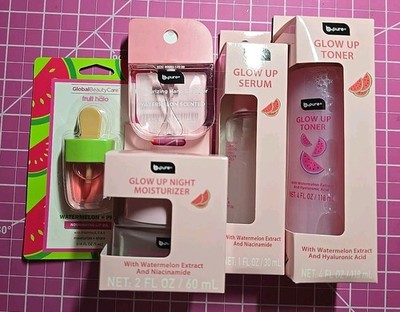 New B Pure Glow Up Recipe Set Of 3 Watermelon Toner Serum Night Moisturizer Plus