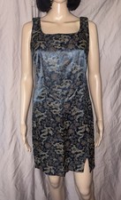 All That Jazz VTG 1990s Asian vibe blue green floral sleeveless dress JRS 11/12