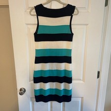 Milly Women's Multicolor Striped Scoop Neck Knit Sleeveless Sweater Dress Sz Med
