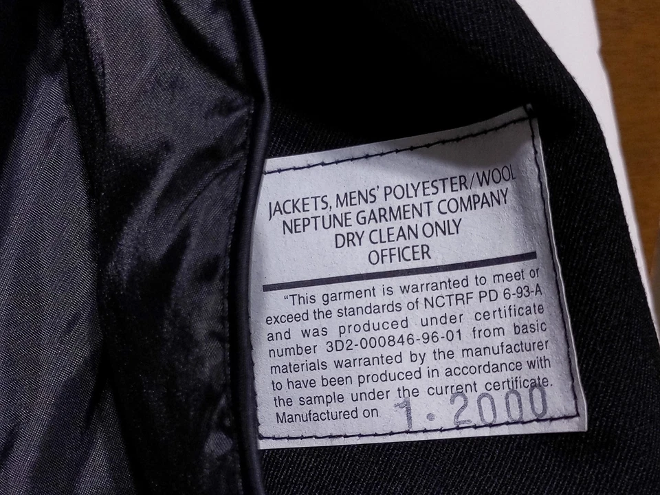 NEPTUNE GARMENT CO. Chaqueta de Bombardero Oficial Militar Poli Lana Azul 44 ~ Nueva Foto 4 de 4