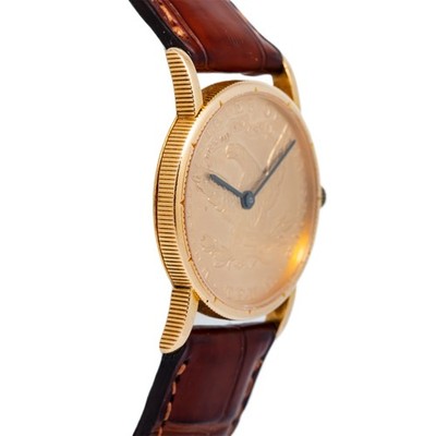 Corum Vintage Quartz Yellow Gold 10 Dollar Coin Leather Strap