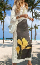 ZARA ZW COLLECTION PRINTED WRINKLED EFFECT MIDI SKIRT sz M