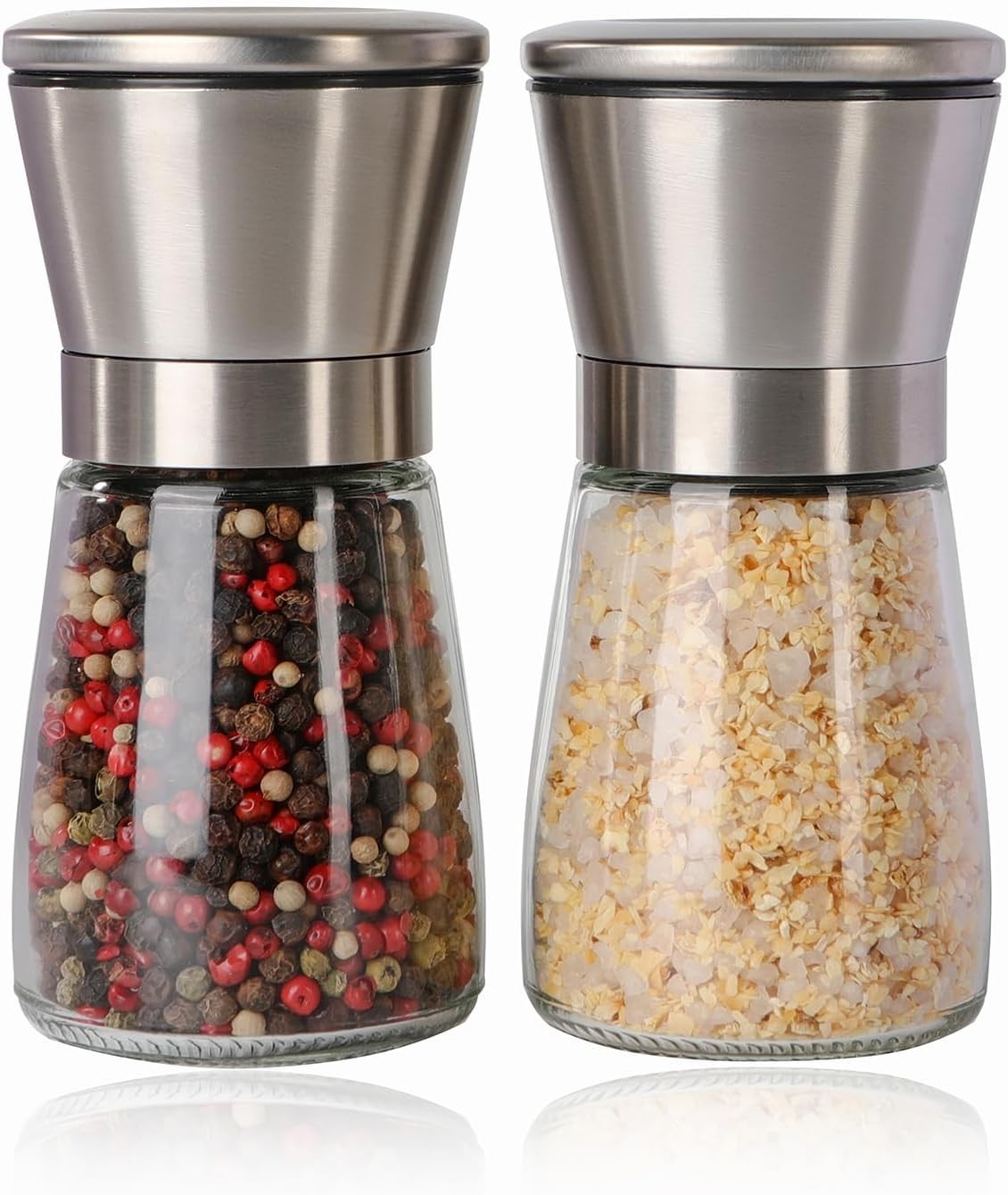 Salt and Pepper Grinder Set Refillable, Salt Pepper Grinder Shaker Stainless Ste
