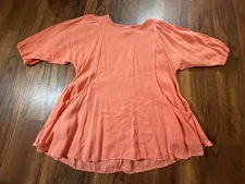 Match Point USA Orange Tunic Blouse w/Pockets Women's M Lagenlook