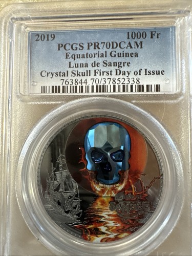 Equatorial Guinea 2019 Luna de Sangre Crystal Skull PR70DCAM PCGS 37852324 FDOI