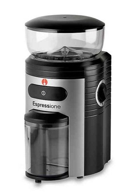 Espressione Professional Conical Burr Coffee Grinder, Black/Silver, 8.5-Oz.