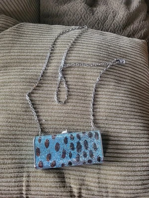 judith leiner blue/black crystal leopard clutch - Image 1 of 4