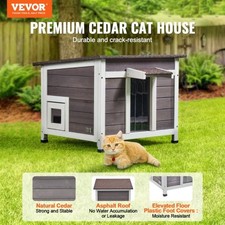 VEVOR Outdoor Cat House Weatherproof, Feral Cat Shelter for Multiple Cats, Outdo