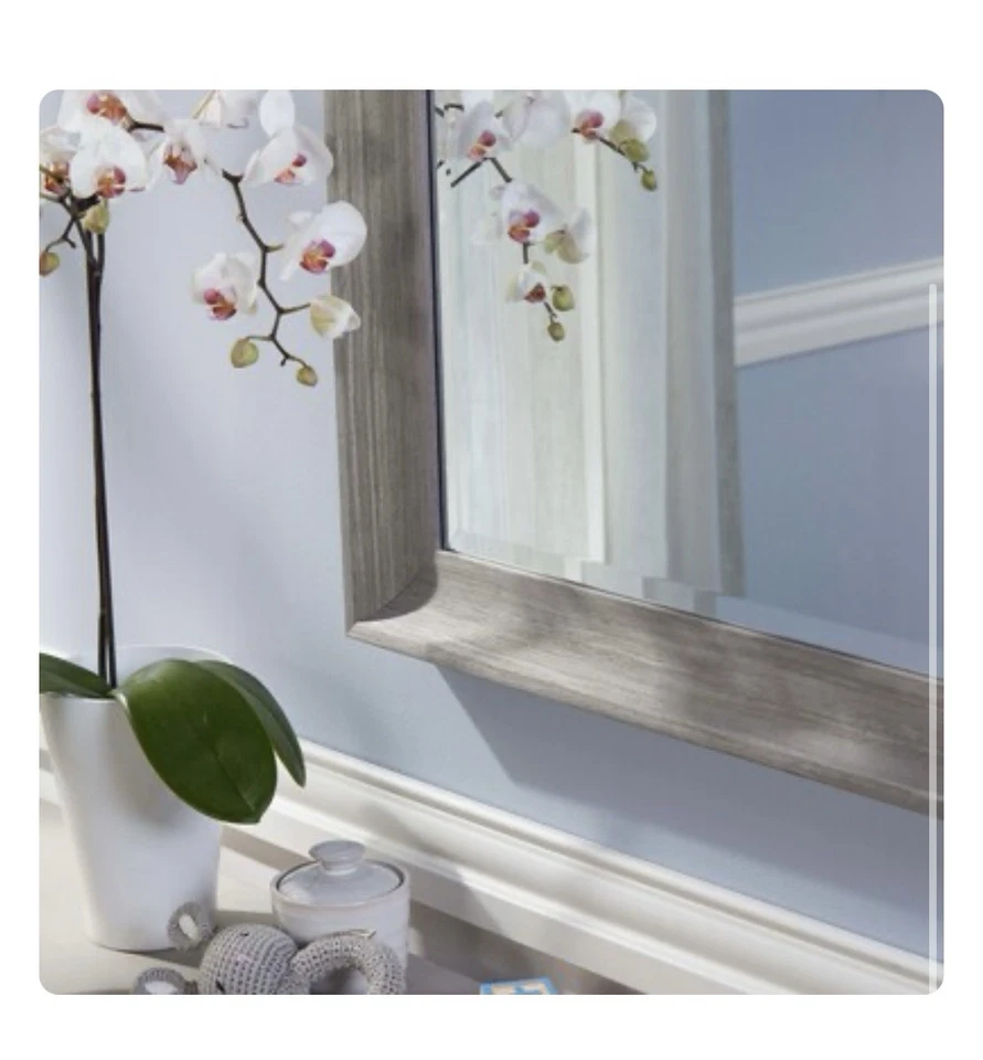 Allen&Roth Rectangular Mirror Light Gray Driftwood Finish Beveled Glass 26”x32” - Image 3 of 4