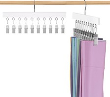 Leggings Organizer for Closet Hanging, 2 Packs Wooden Pants Hangers Hold Up to 2