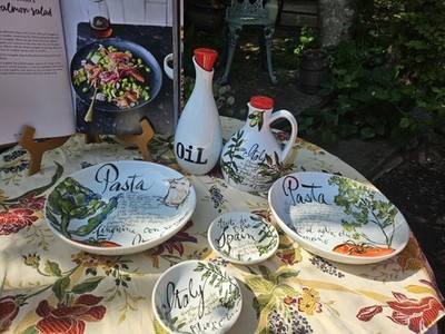 Rosanna Vintage Olivenöl Cruet & 2 Dipschalen & Pastaschalen Sommer BBQ's