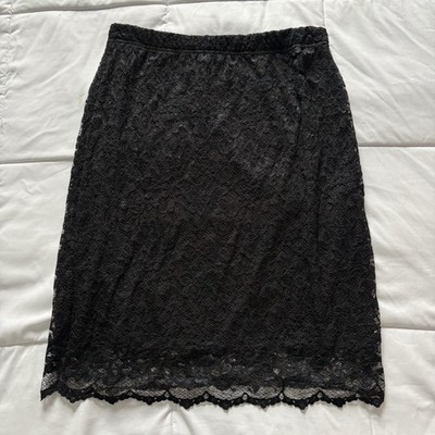 Vintage 90s Midi Skirt Womens Large Black Lace Grunge Goth Vampire Witchy Dainty