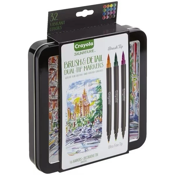 Crayola Signature Brush and Detail Markers 32 Pack Art Adult Coloring - image 2 of 4