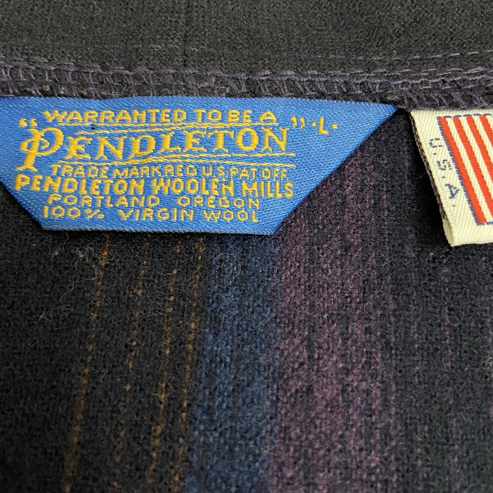 Vintage Pendleton Men's 100% Virgin Wool Cardigan Red/Black/Blue Strip USA READ - Image 4 of 4