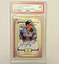 2024 Topps Definitive Austin Riley Auto 09/10 Purple Framed PSA 9 Braves