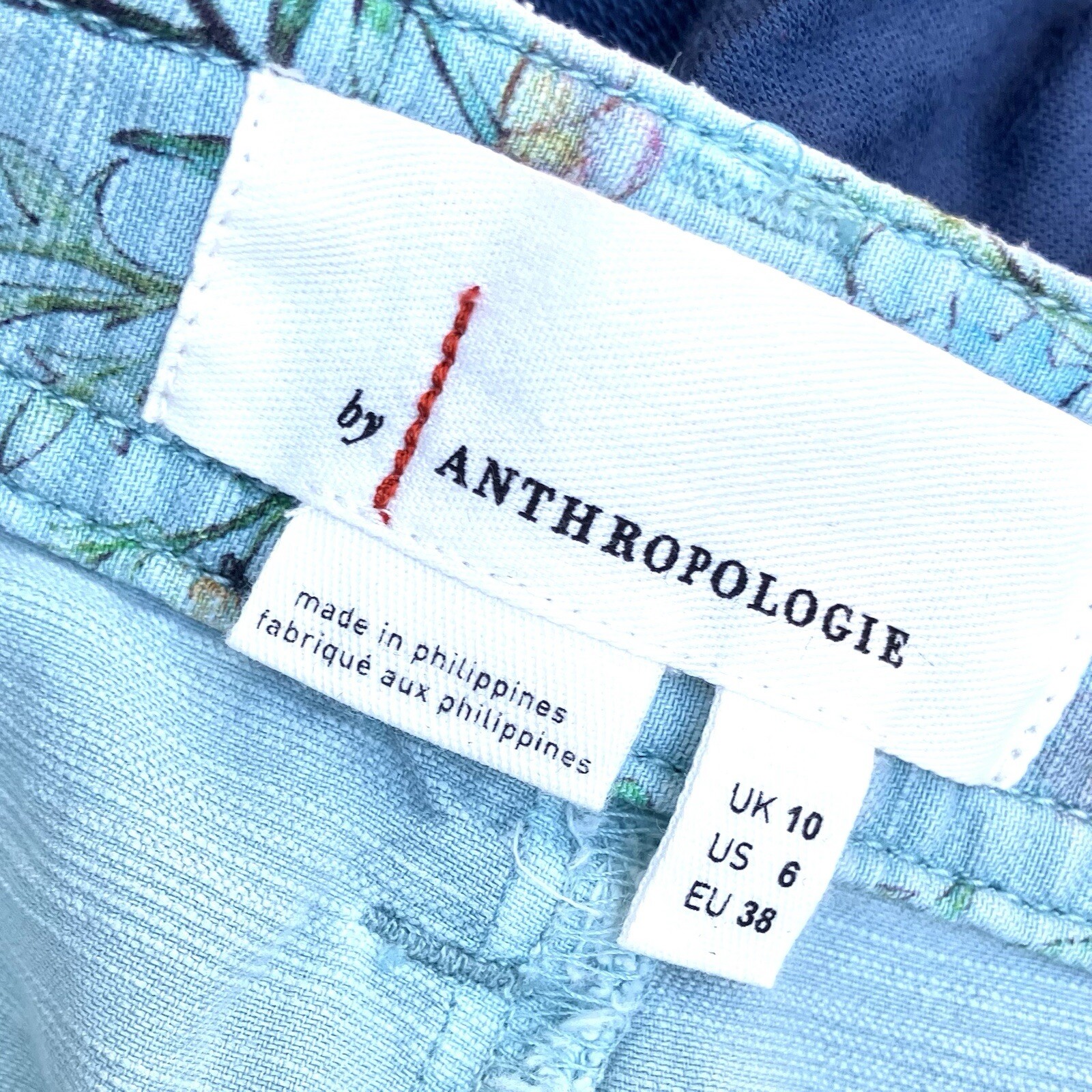 Anthropologie EUC Light Blue Patchwork Pants Sz 6 - image 4