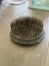 Vintage Round Metal Flower Frog 2.5  Heavy Spiked Floral Frog