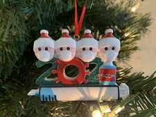 Quarantine Vaccine Christmas Ornaments, DIY Personalization, 4 Heads