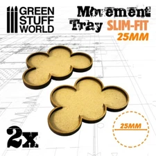MDF Movement Trays 25mm x 5 SLIM-FIT compatible with Wargame miniature game AOS