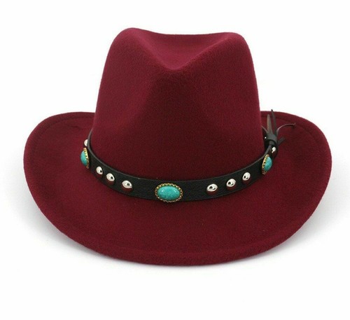 Burgundy Wool Women Men Western Cowboys 
