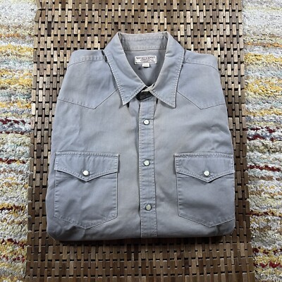 Wallace & Barnes Pearl Snap Western Button Down Work Grey Shirt Men s Size XL