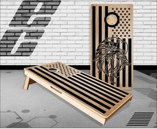 Eagle Head Flag Wood Cornhole Boards Bean Bag Toss Game