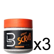BARBER SALON BEAUTY L3VEL3 LEVEL 3 FACIAL SKIN EXFOLIANT PORE SCRUB APRICOT 3PC