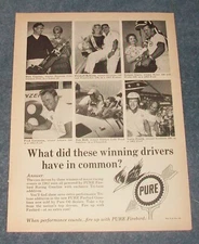 1962 Pure Oil Firebird Racing Gasoline Vintage Ad "What Did These Winning...."