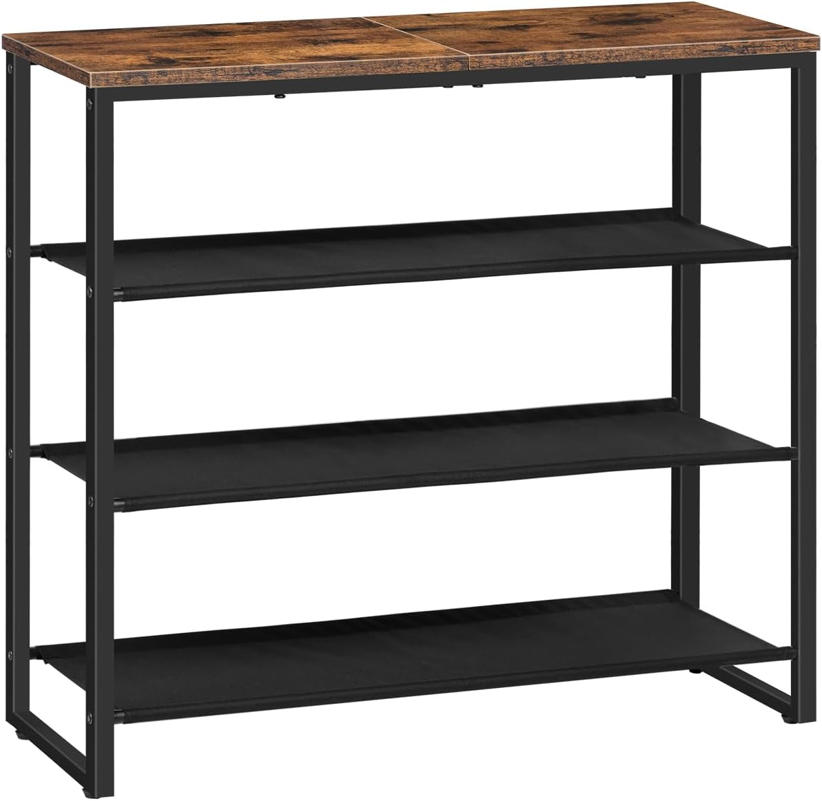 Shoe Rack, 4 Tier Shoe Storage Organizer with 3 Oxford Fabric Shelves and Top Pa