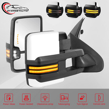 White Power Heated Tow Mirrors Sequential Signal Fit For 99-02 Silverado Sierra