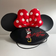 Disney Minnie Mouse "Love and Kisses" Kids Cap w/ Ears  Big Red Bow SUPER Cute 