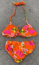 vintage bikini two piece swimsuit floral heart love psychedelic 60s hippy 70s