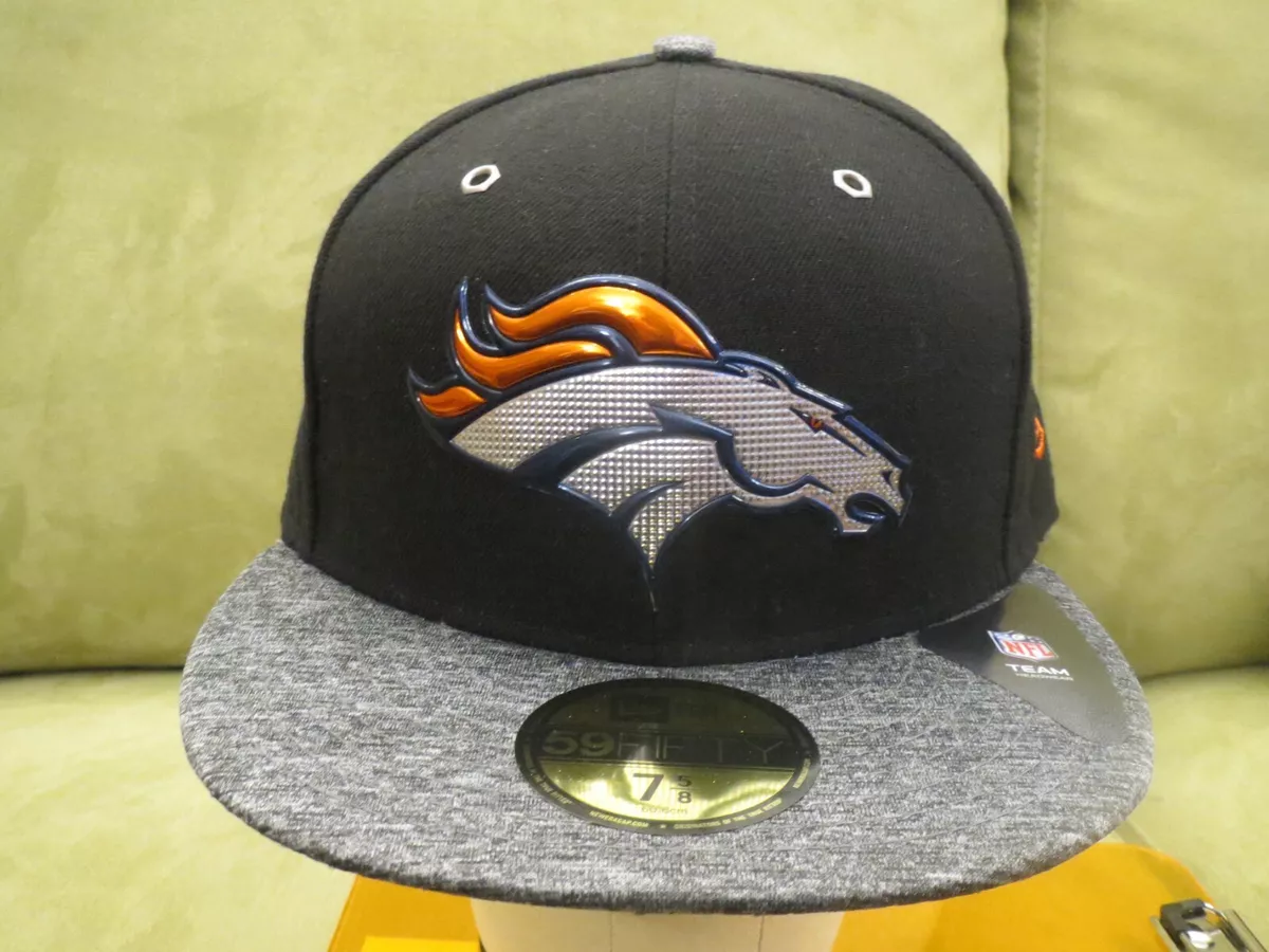 New Era Denver Broncos Fitted Black Hat Draft 2016 Shiny Logo