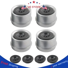 4 pcs Trailer 1.98" Axle EZ Lube Grease Hub Cover Dust Cap Cup&Extra Rubber Plug