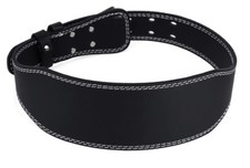 4" LEATHER GYM TRAINING WEIGHT LIFTING BELT LUMBAR BACK SUPPORT FITNESS POWER