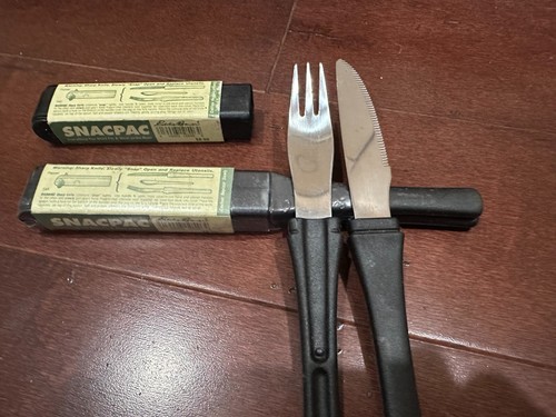 EDDIE BAUER VINTAGE BOKER SNACPAC CAMPER KNIFE SPOON FORK TWO (2) SETS, 1 NEW - Picture 5 of 8