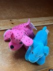 Lot of Mini Battat Turquoise Blue Plush Weiner Dog & Other Pink w Black Polka