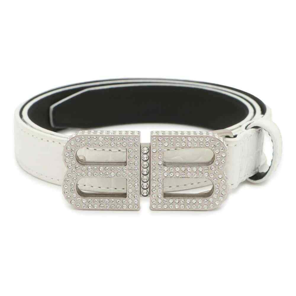 BALENCIAGA BB Buckle Belt Size 70 Crocodile embossed Leather BALENCIAGA BB Buckle Belt Size 70 Crocodile embossed Leather