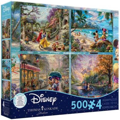 Ceaco ~ Thom Kinkade Disney 4-in-1 Multipack ~ 500 Piece Puzzles ~ New in Box