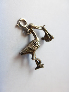 Charme Cigogne En Argent Sterling Vintage - 1,6g, 1,8cm, Argent 925, Occasion En Bon état