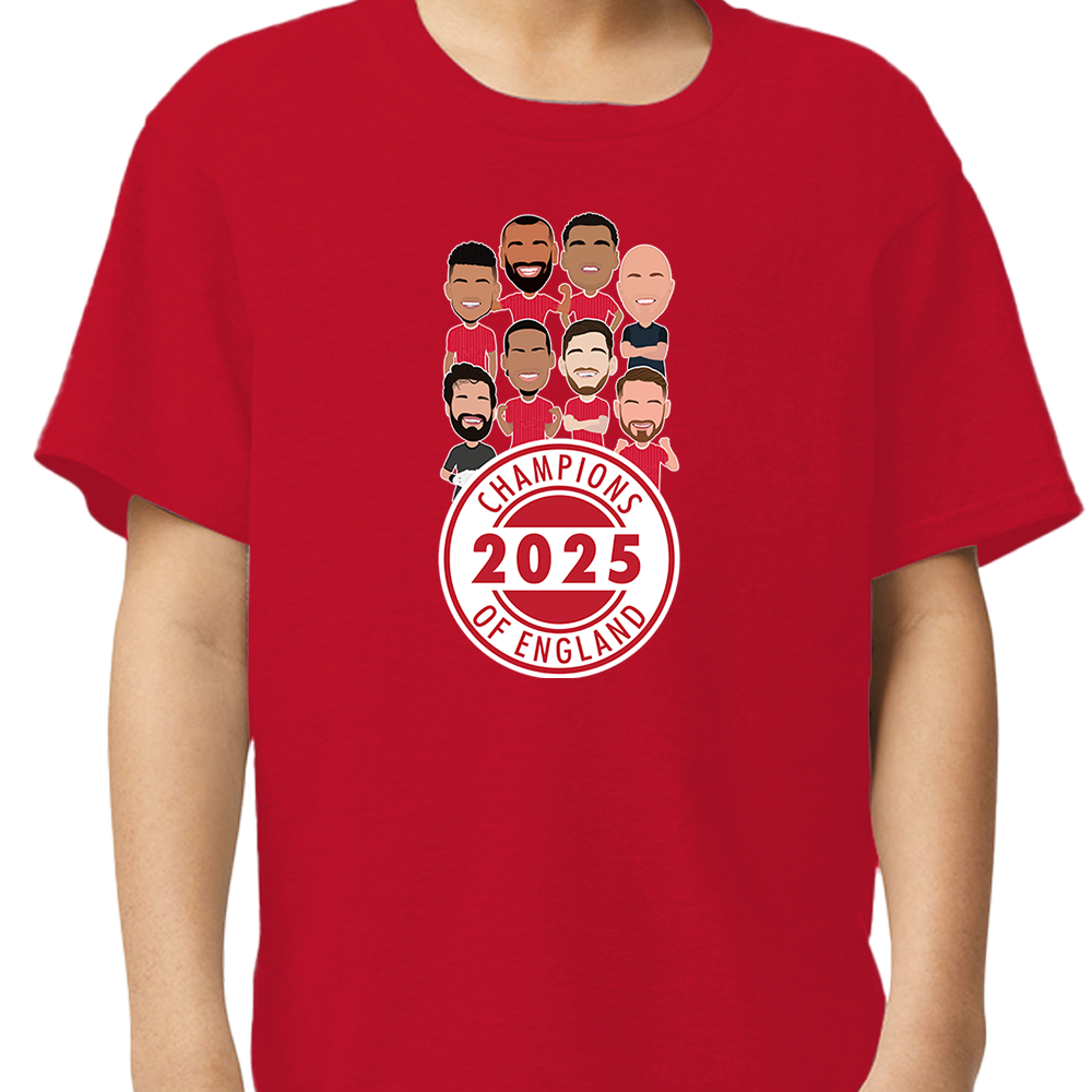 Liverpool Champions Of England 2025 Vector Heroes Kids T-Shirt Tee
