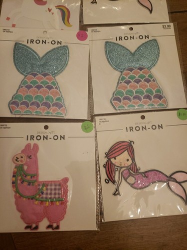 Lot of 10 Iron-On Patches Unicorns, Mermaids, Llama, Stars, Paw Prints B4 - Picture 5 of 5