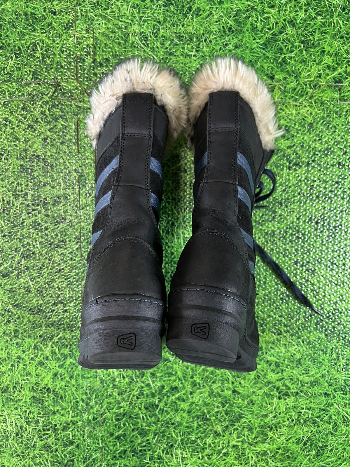 KEEN Stivali invernali isolati da donna neri in pelle blu 200 grammi taglia US 5 5 logo