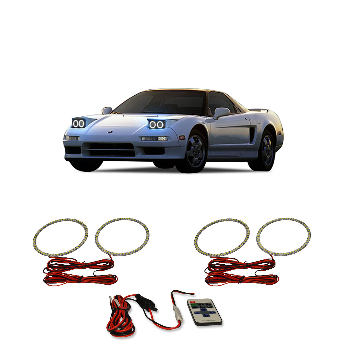 Bright White RF LED Headlight Halo Ring Kit for Acura NSX 91-01