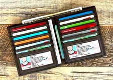 MARSHAL Mens RFID Hipster Bifold Leather Wallet 2 ID 10 Card Holder Brown NEW