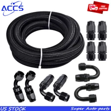 3/8" AN6 Black 10/20ft Nylon Braided PTFE Fuel Line 10 Fittings Hose Kit for E85