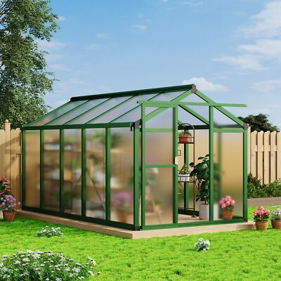 6x10 FT Greenhouse for Outdoors Aluminum Greenhouse with Quick Setup Structure
